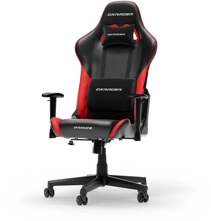 DXRACER Prince Series L juoda - raudona dirbtinės PVC odos ergonominė kėdė (F24-LTC-NR)