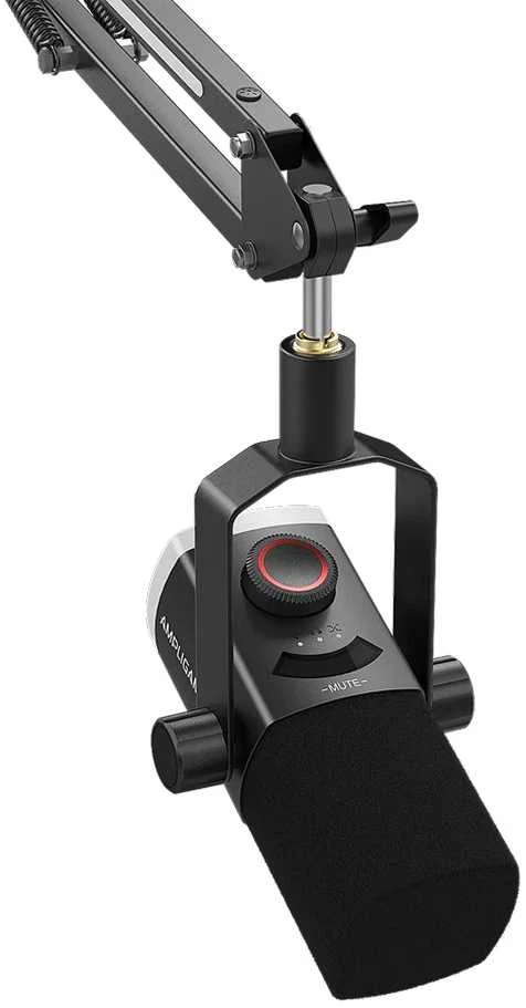 FIFINE AmpliGame AM8 PROT laidinis mikrofonas su stovu ir RGB apšvietimu USB/XLR