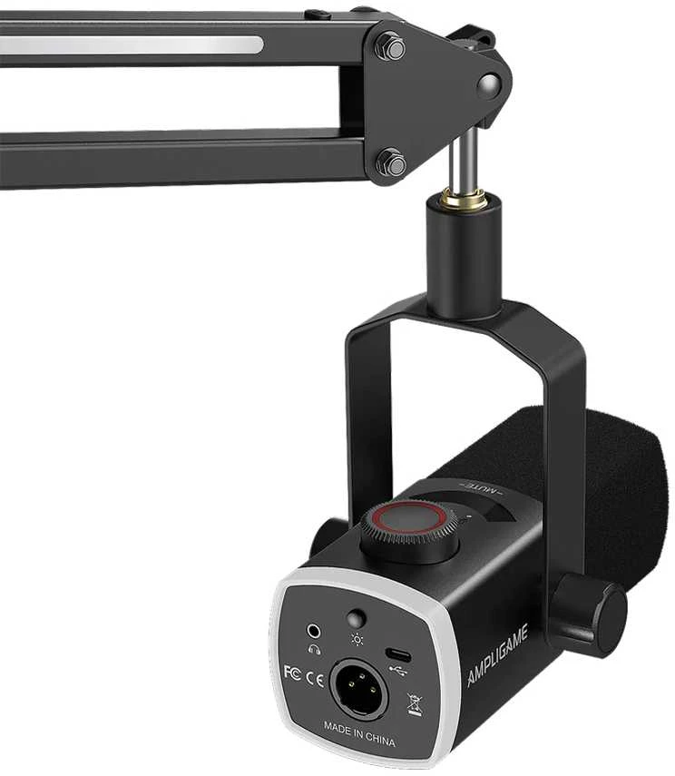 FIFINE AmpliGame AM8 PROT laidinis mikrofonas su stovu ir RGB apšvietimu USB/XLR