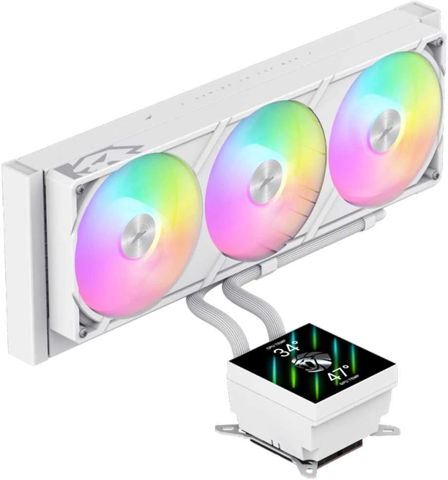 Gamemax CPU Liquid Cooler | GLACIER 360 LCD WH | Baltas