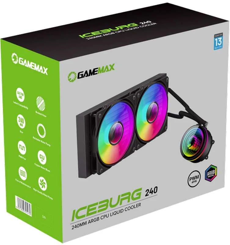 Gamemax CPU Liquid Cooler | ICEBURG 240 INFINITY | Juodas