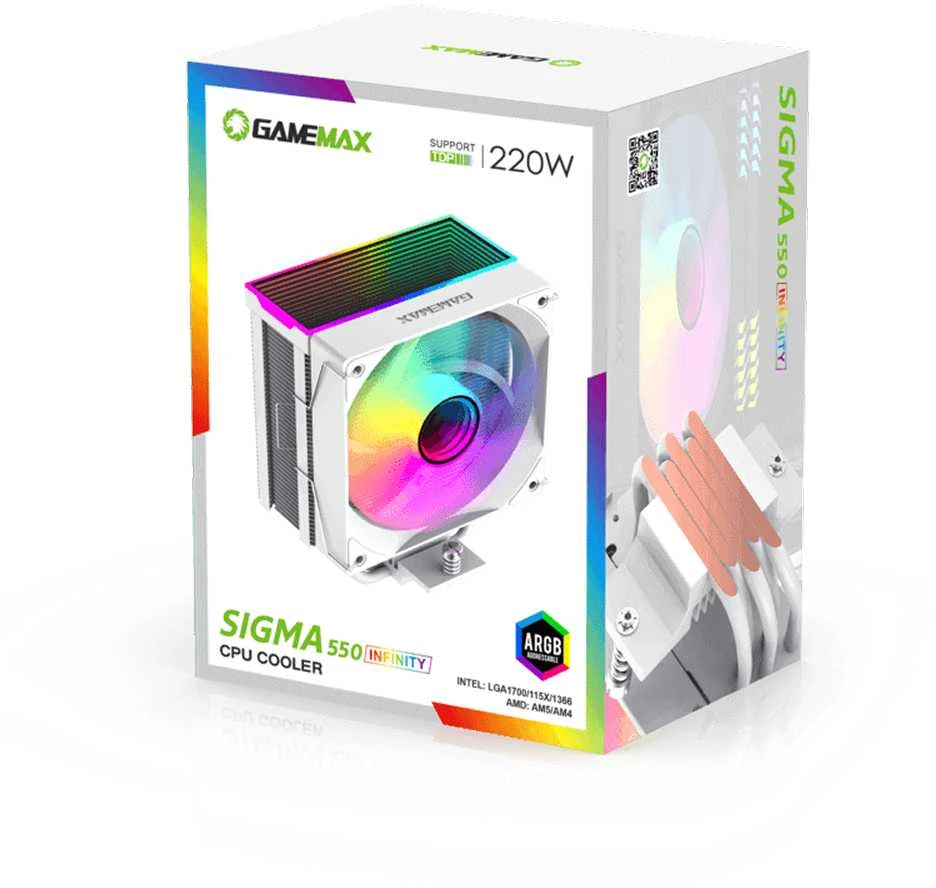 „Gamemax“ procesoriaus oro aušintuvas | „Sigma 550 INFINITY WH“ | Baltas