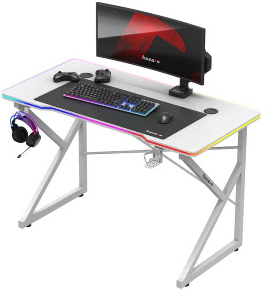 Žaidimų stalas „Huzaro Hero 1.7 RGB Baltas“, baltas
