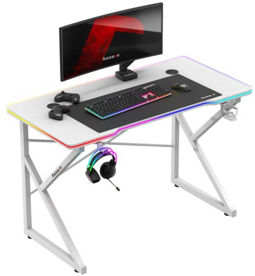 Žaidimų stalas „Huzaro Hero 1.7 RGB Baltas“, baltas