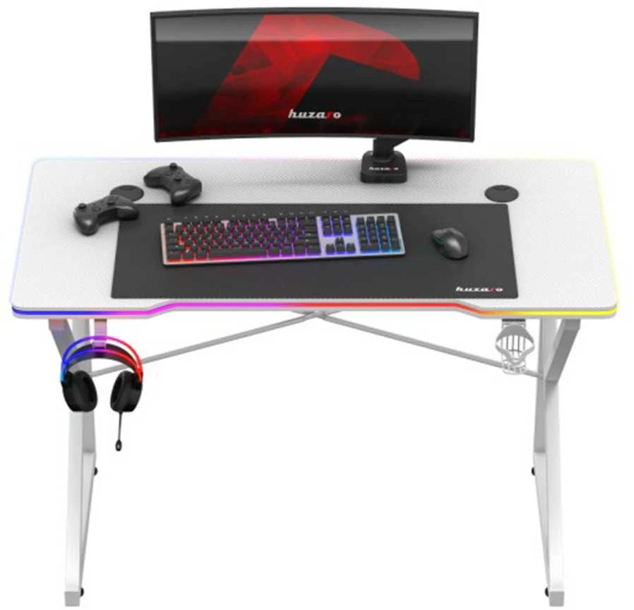 Žaidimų stalas „Huzaro Hero 1.7 RGB Baltas“, baltas