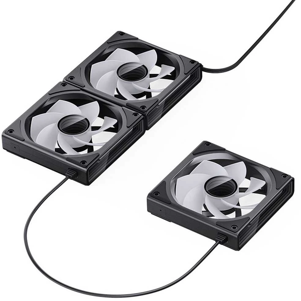 Jonsbo ZK-120BR ARGB Reverse Blade PWM korpuso ventiliatorius, 120mm, 3er-Pack – juodos spalvos