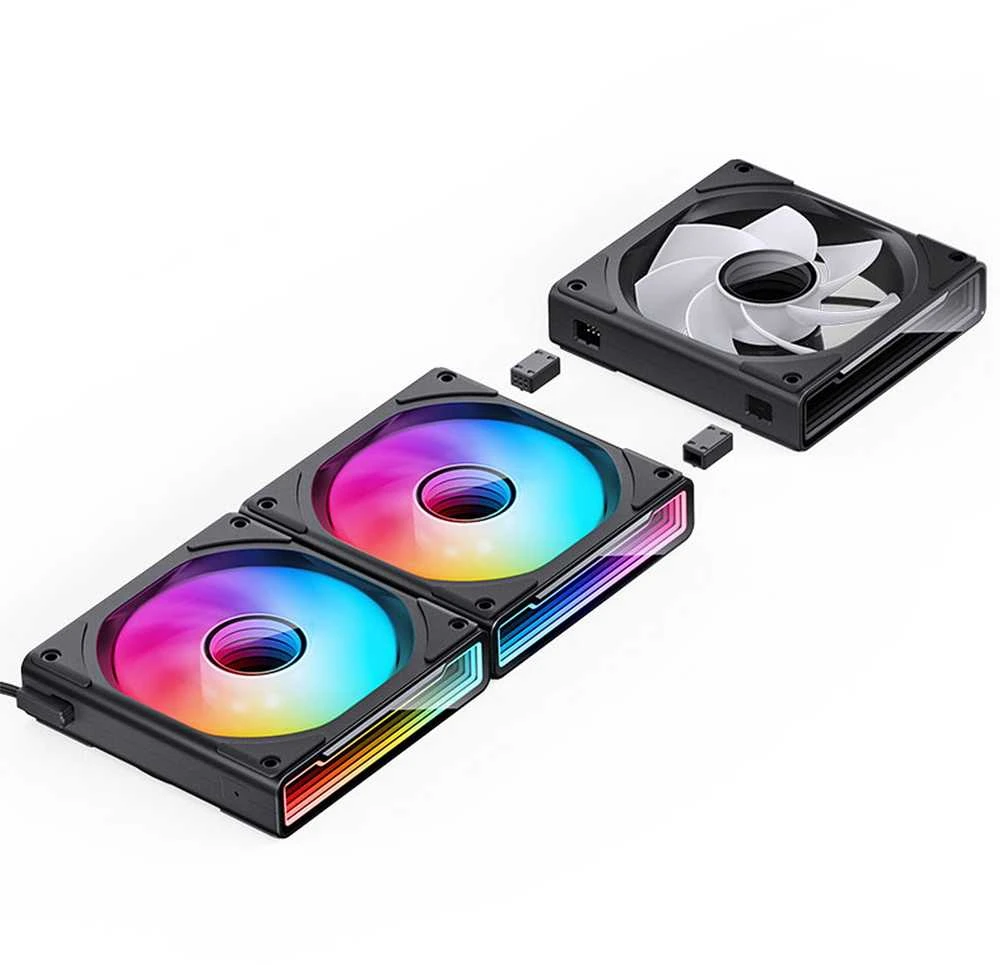 Jonsbo ZK-120BR ARGB Reverse Blade PWM korpuso ventiliatorius, 120mm, 3er-Pack – juodos spalvos