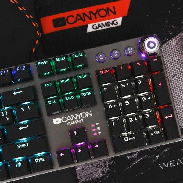 Mechaninė žaidimų klaviatūra Canyon Nightfall CND-SKB7-US, Black Switch, LED, US išdėstymas
