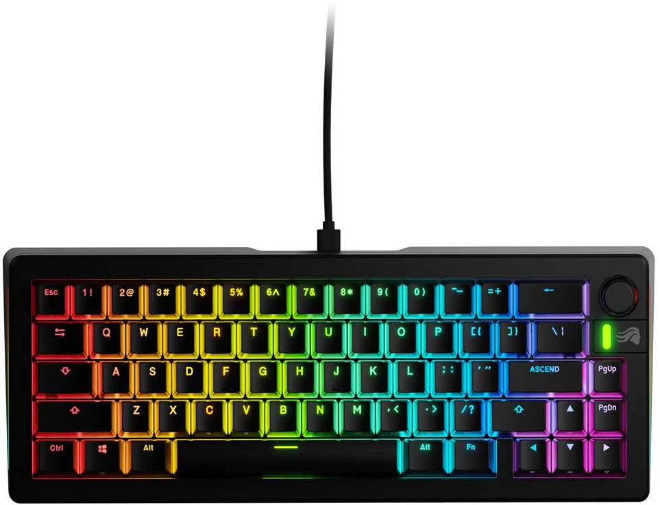 Glorious GMMK 3 65 % Custom žaidimų klaviatūra – Pre-Built, ANSI US išdėstymas, Fox Switches, juodos spalvos