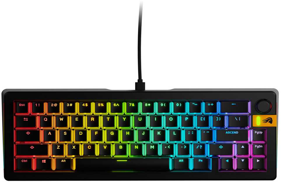 „Glorious GMMK 3 HE 65% Custom“ žaidimų klaviatūra – iš anksto surinkta, ANSI (JAV), „Fox HE“ jungikliai, juoda