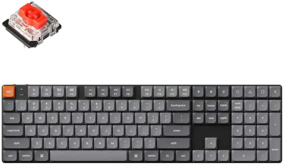 Klaviatūra žaidimams Keychron K5 Max Gateron Raudona (Low Profile) belaidė mechaninė su pašvietimu szaro-juoda