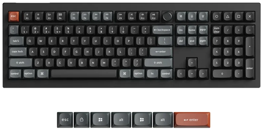 Keychron V6 Ultra Wireless (V6U-D1) - US išdėstymas - Hot-Swappable Silk POM Raudona - Juodas (Juoda) Mechaninė Belaidė Žaidimų Klaviatūra