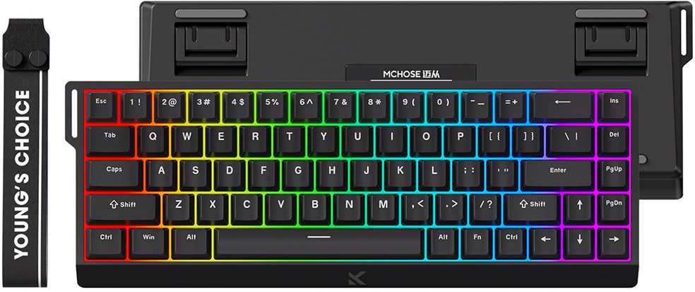 MCHOSE Ace 68 laidinė magnetinė žaidimų klaviatūra | US | Ice Mėlyna Magnetic Switch | Juoda