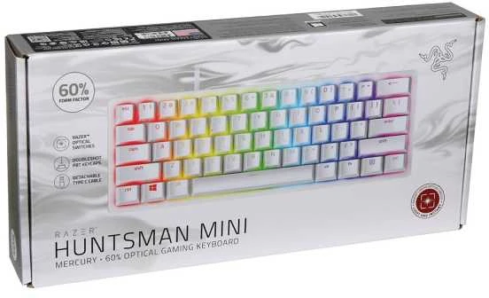 60% Mechaninė Žaidimų klaviatūra Razer Huntsman Mini Mercury Edition, Raudona Switch, RU išdėstymas