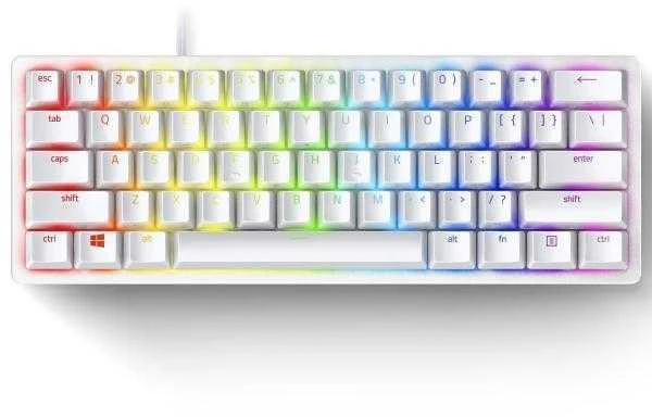 60% Mechaninė Žaidimų klaviatūra Razer Huntsman Mini Mercury Edition, Raudona Switch, RU išdėstymas