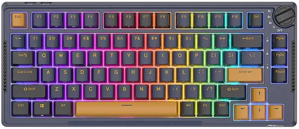 Royal Kludge RK H81 - US išdėstymas - Hot-Swappable Brown Switches - Star Night (Juoda) Mechaninė Belaidė Žaidimų Klaviatūra