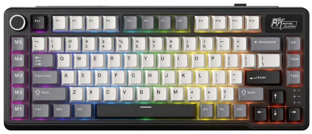 Royal Kludge L75 RGB Knight Juodas belaidė klaviatūra | 75%, Hot-swap, rusvai gelsvas switches, US