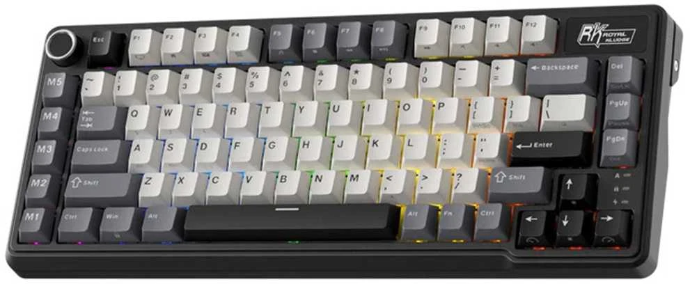 Royal Kludge L75 RGB Knight Juodas belaidė klaviatūra | 75%, Hot-swap, rusvai gelsvas switches, US