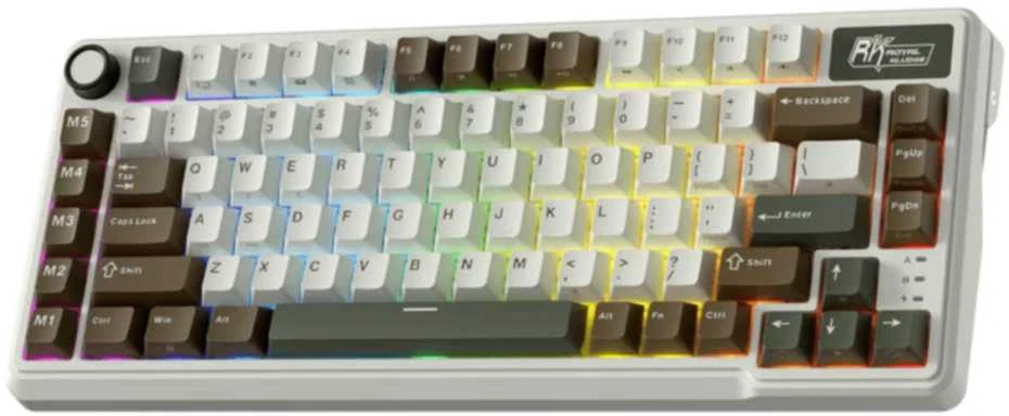 Royal Kludge L75 RGB Palm Žalias belaidė klaviatūra | 75%, Hot-swap, rusvai gelsvas switches, US