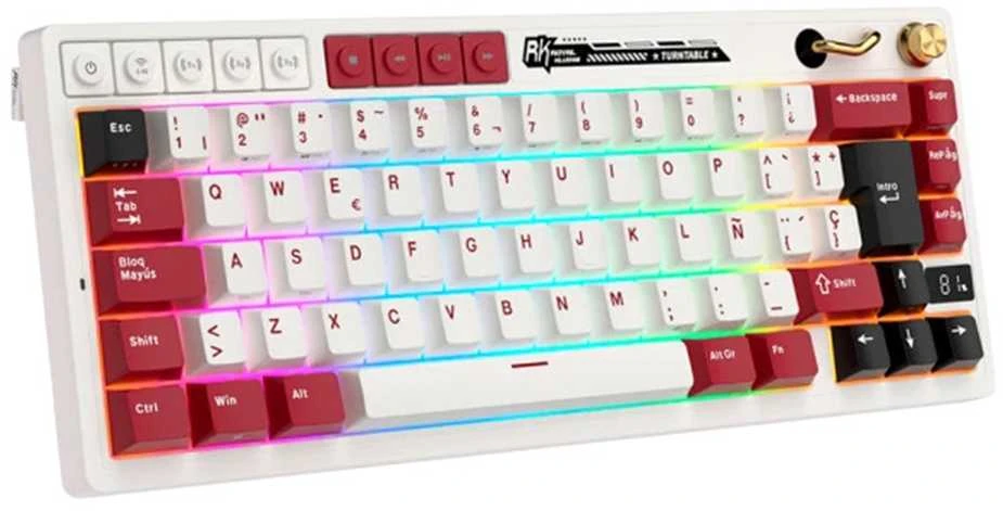 Royal Kludge M65 RGB Famicom belaidė klaviatūra | 60%, Hot-swap, rusvai gelsvas switches, US