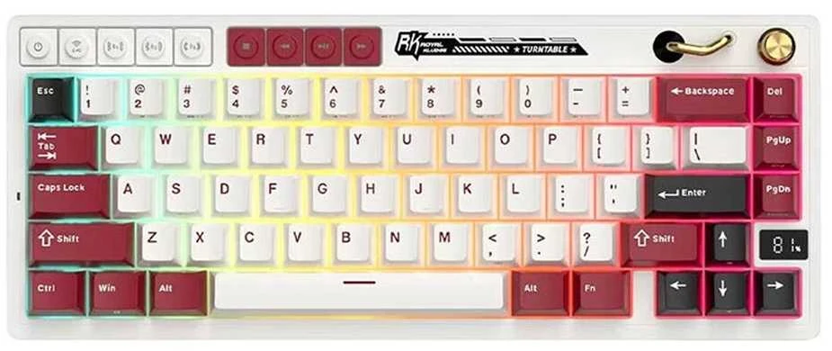 Royal Kludge M65 RGB Famicom belaidė klaviatūra | 60%, Hot-swap, rusvai gelsvas switches, US