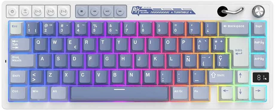 Royal Kludge M65 RGB Ocean Mėlyna belaidė klaviatūra | 60%, Hot-swap, Creamy switches, US