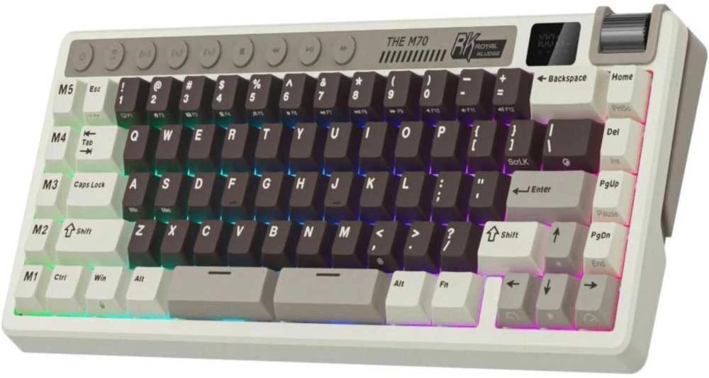 Klaviatūra ROYAL KLUDGE M70 Mocha Pilkas, Creamy Switch, US