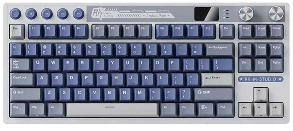 Royal Kludge RK M87 Ocean Mėlyna belaidė klaviatūra | TKL, Hot-swap, Kremas switches, US