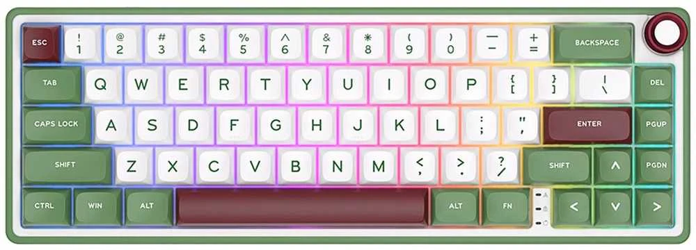Royal Kludge R65 RGB Žalias sand laidinė mechaninė klaviatūra | 60%, Chartreuse switches, US