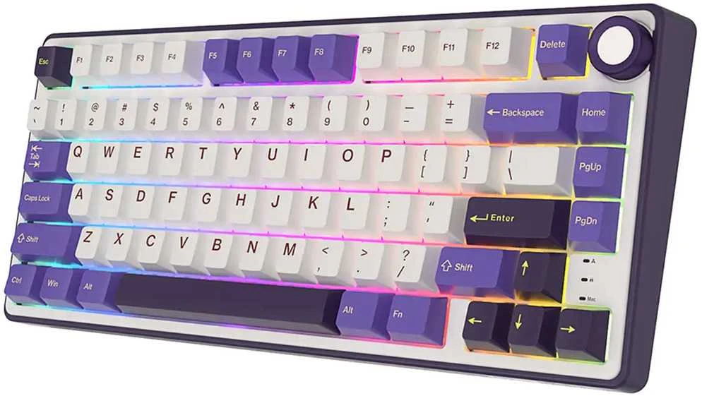 Royal Kludge RK R75 RGB Blackberry laidinė klaviatūra | 75%, Hot-swap, Sidabrinis switches, US