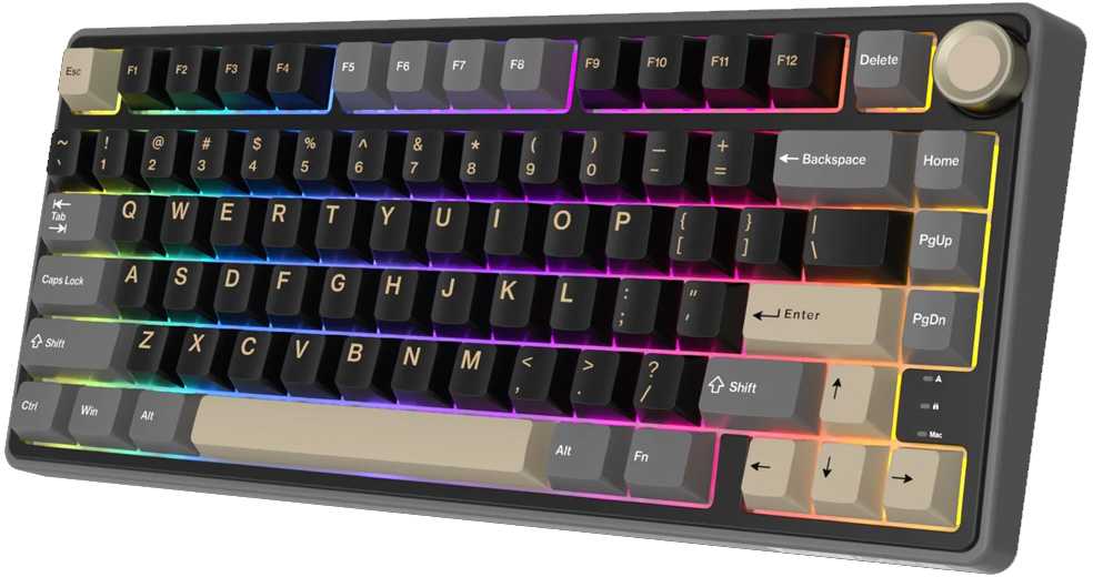 „Royal Kludge RK R75 RGB Phantom“ laidinė klaviatūra | 75%, karštojo keitimo, rudi jungikliai, JAV