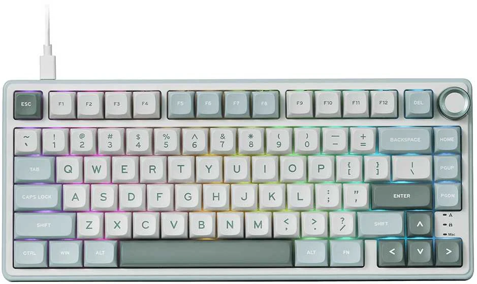 Royal Kludge RK R75 Sidabrinis Switches Skycyan Žaidimų klaviatūra baltos spalvos