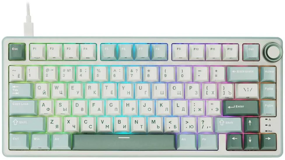Klaviatūra ROYAL KLUDGE R75 Sky Cyan, K Sidabrinis Switch, RU