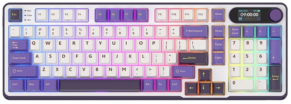 Royal Kludge RK-S98 RGB Blackberry belaidė klaviatūra | 96%, Hot-swap, rudi/jautrūs jungikliai, US
