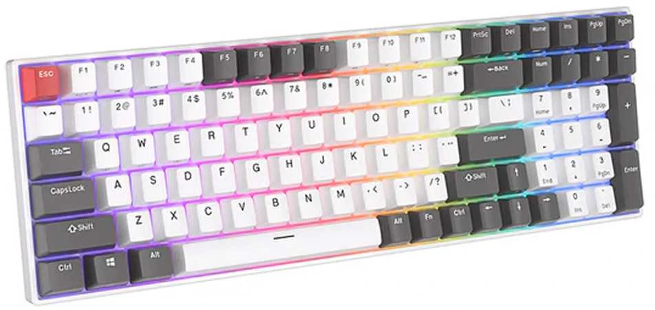 Royal Kludge RK100 Tri-mode belaidė klaviatūra | 96%, Hot-swap, Brown Switches, US, balta