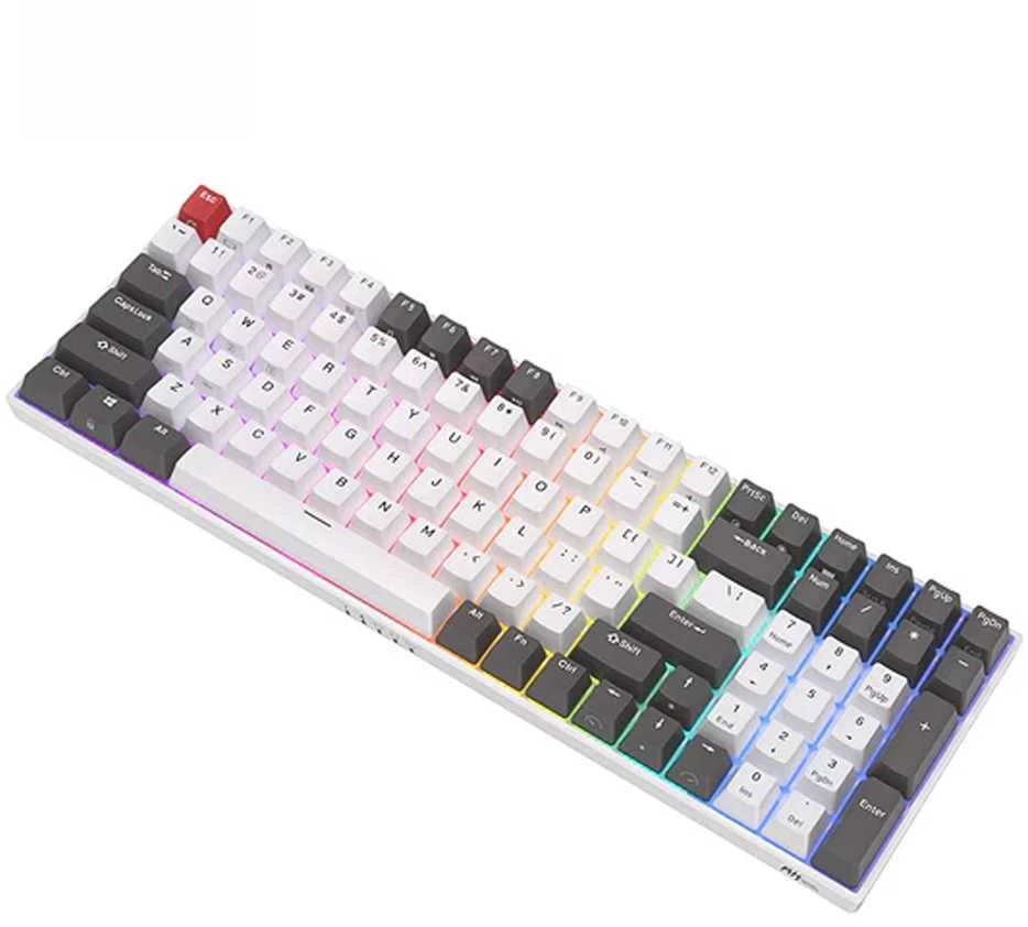 Royal Kludge RK100 Tri-mode belaidė klaviatūra | 96%, Hot-swap, Brown Switches, US, balta