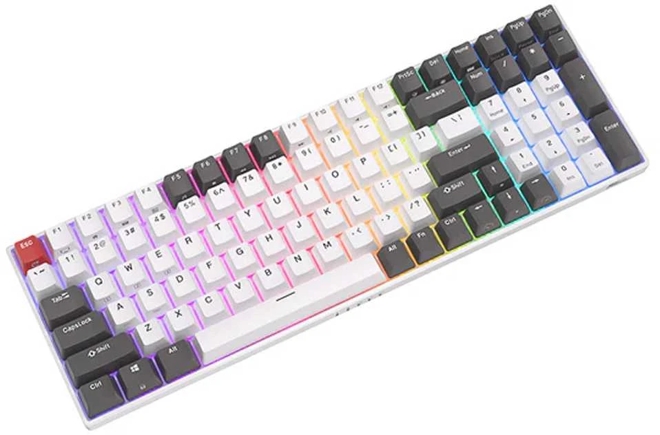 Royal Kludge RK100 Tri-mode belaidė klaviatūra | 96%, Hot-swap, Brown Switches, US, balta