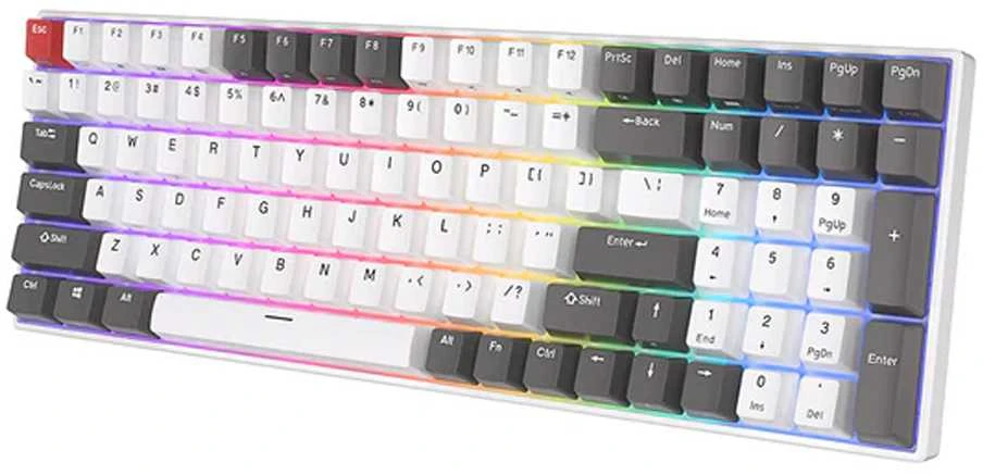 Royal Kludge RK100 Tri-mode belaidė klaviatūra | 96%, Hot-swap, Brown Switches, US, balta