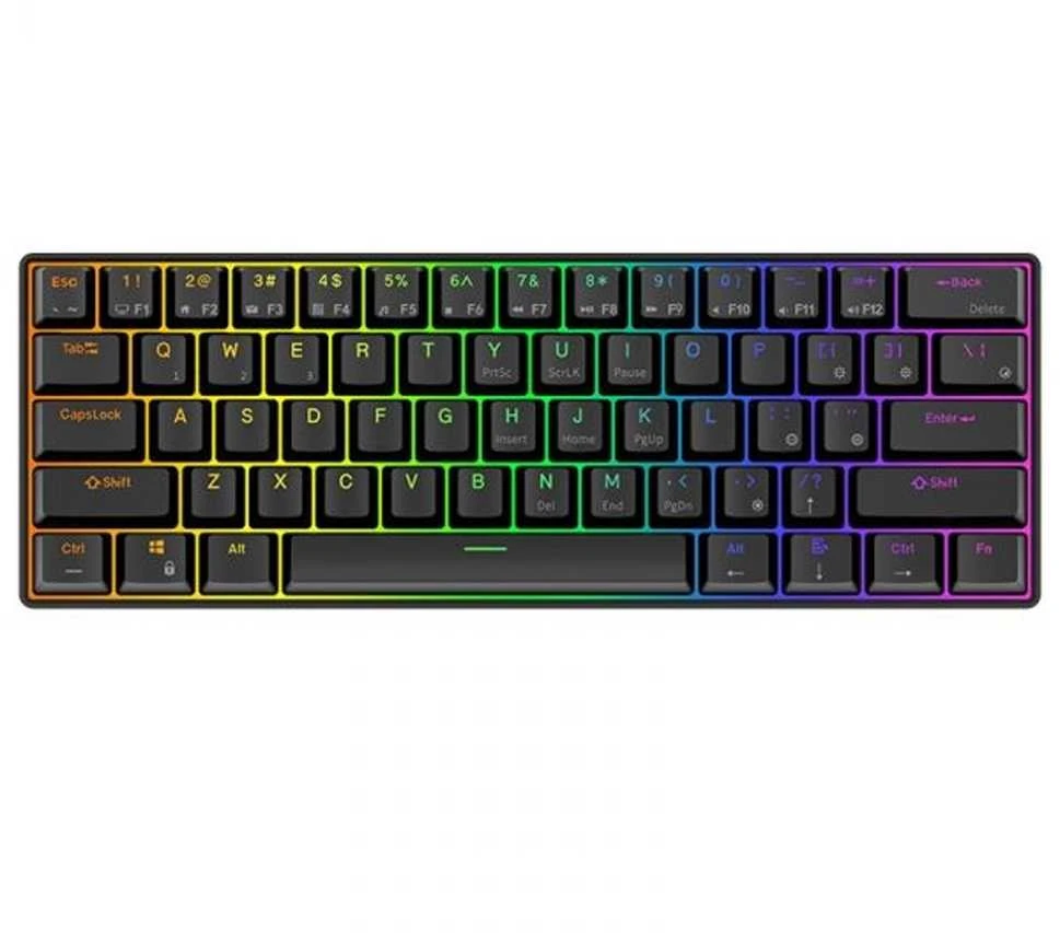 Royal Kludge RK61 klaviatūra | 60%, Hot-swap, Mėlyna Switches, US, juoda