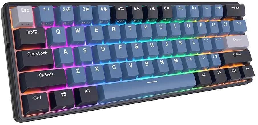 Royal Kludge RK61 Plus RGB Indigo belaidė klaviatūra | 60%, Hot-swap, Brown switches, US