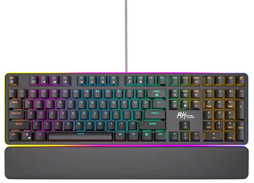 Royal Kludge RK918 RGB juoda laidinė mechaninė klaviatūra | 100%, Brown switches, US
