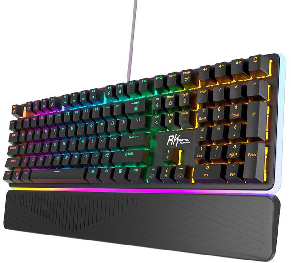 Royal Kludge RK918 RGB juoda laidinė mechaninė klaviatūra | 100%, Brown switches, US