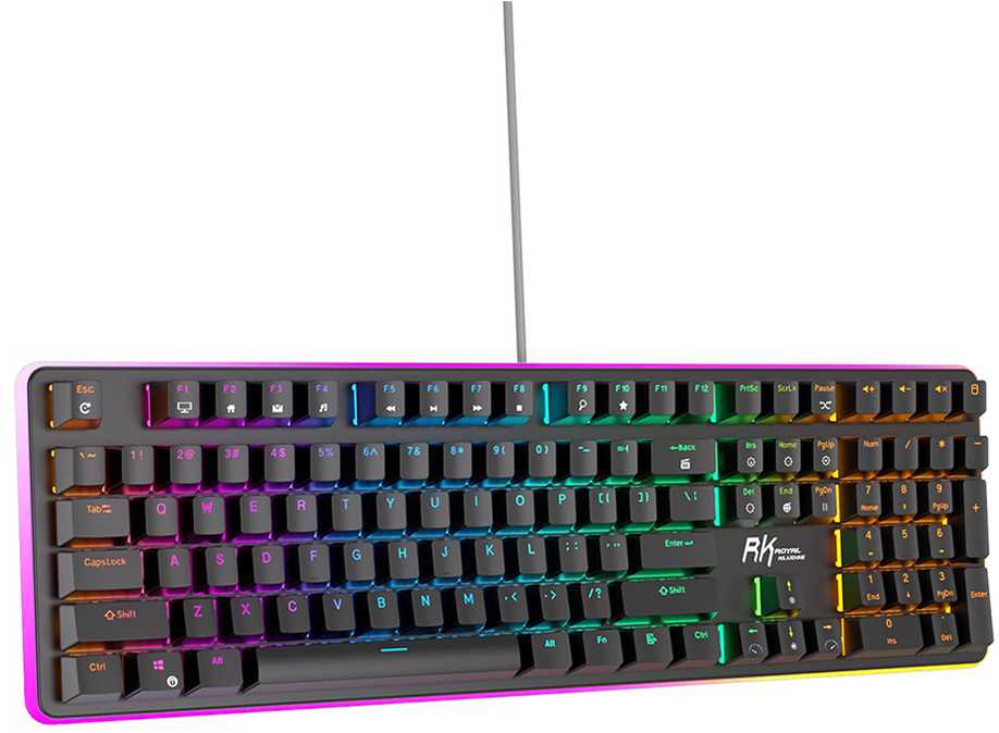 Royal Kludge RK918 RGB juoda laidinė mechaninė klaviatūra | 100%, Brown switches, US