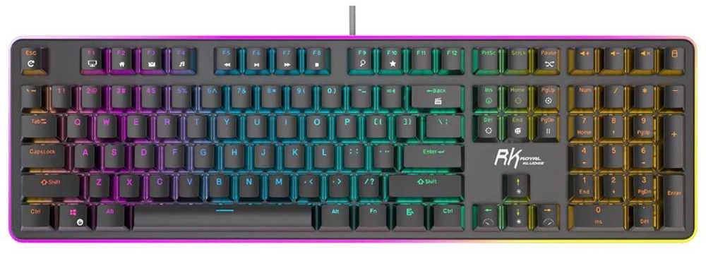 Royal Kludge RK918 RGB juoda laidinė mechaninė klaviatūra | 100%, Raudona switches, US