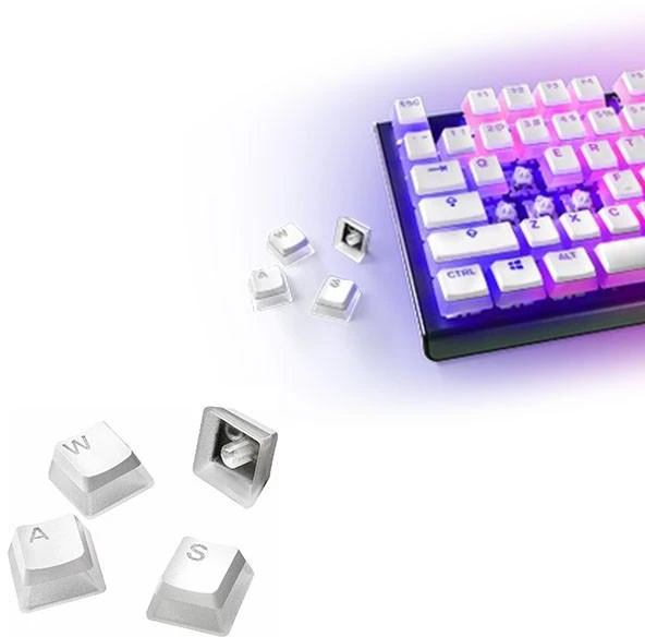 Klavaitūros klavišų dangteliai SteelSeries PrismCaps, US kalba, Baltos spalvos