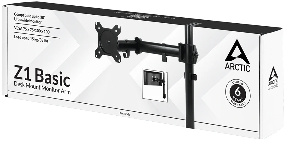 Monitoriaus laikiklis Arctic Z1 Basic AEMNT00039A, montuojamas prie stalo, iki 15 kg