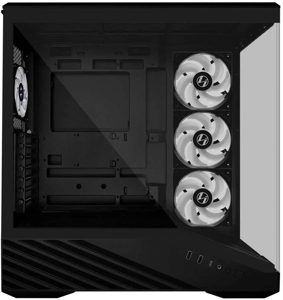 Lian Li Vector V100 PC-kompiuterio korpusas, Midi-Tower, ATX, RGB, Tempered Glass – juodos spalvos