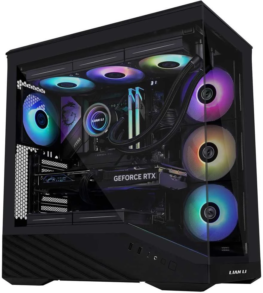 Lian Li Vector V100 PC-kompiuterio korpusas, Midi-Tower, ATX, RGB, Tempered Glass – juodos spalvos