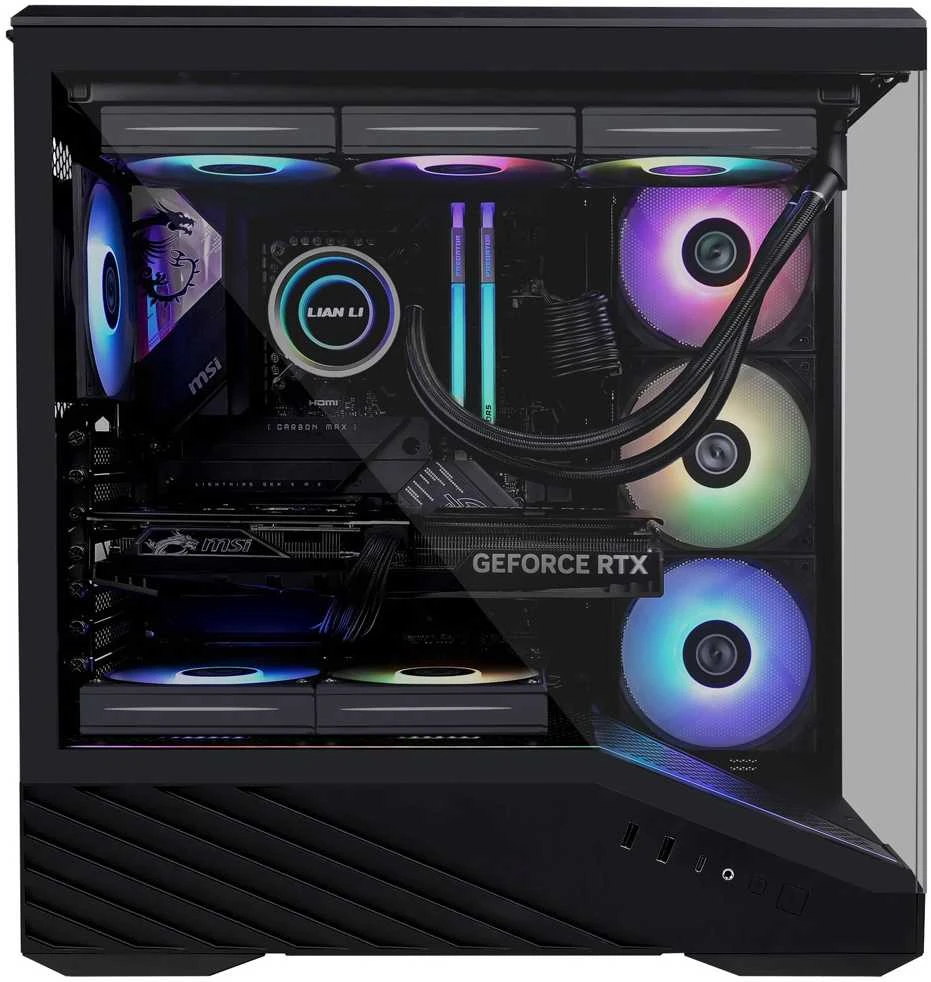 Lian Li Vector V100 PC-kompiuterio korpusas, Midi-Tower, ATX, RGB, Tempered Glass – juodos spalvos