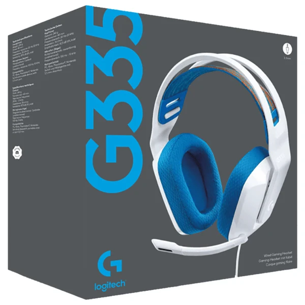Laidinės žaidimų ausinės Logitech G335, baltos spalvos